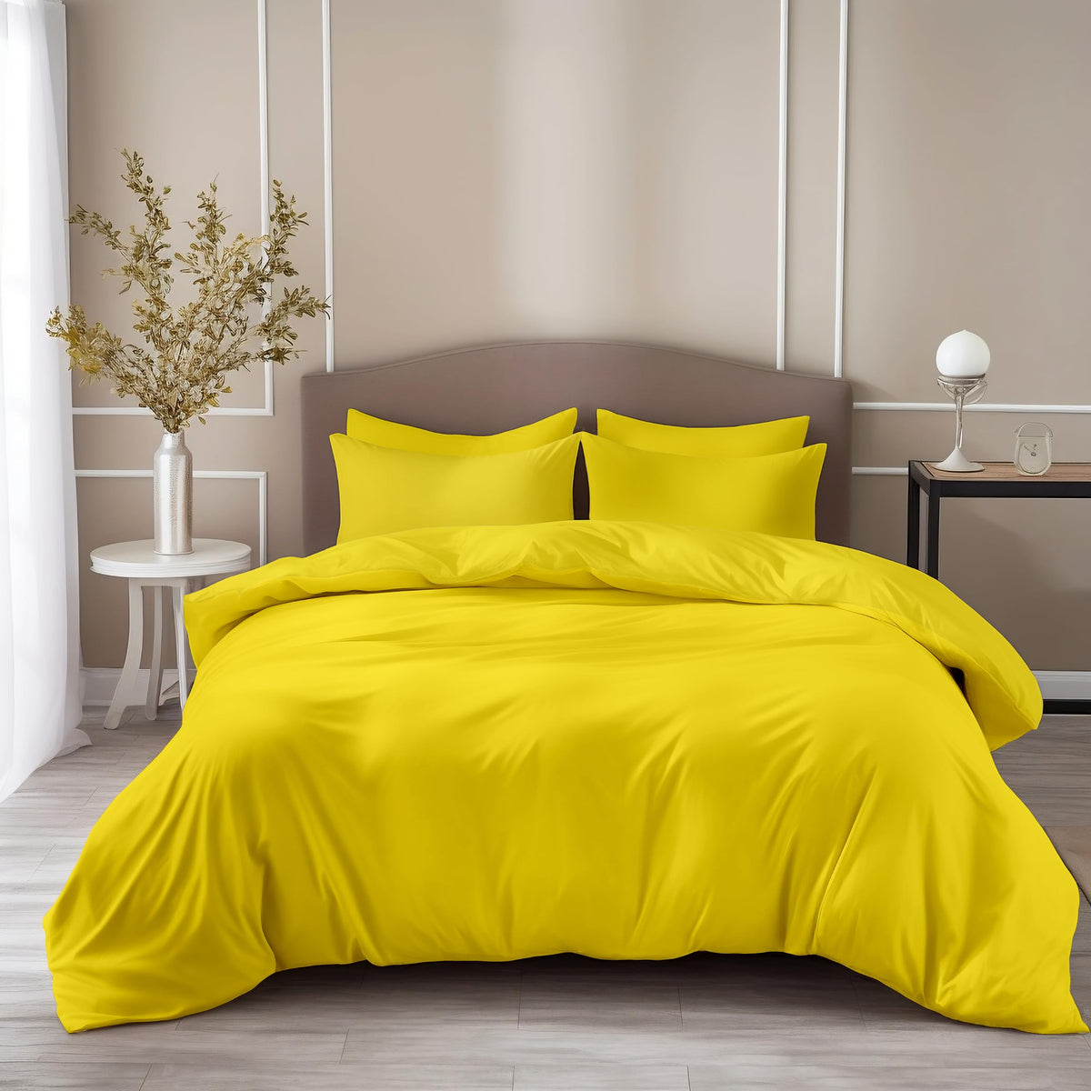 Loreto Solar Yellow King Bedsheet | 210 TC | 100% Cotton | 104 x 104 Inches - main product image