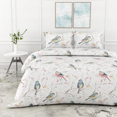 Loreto Cotton Double Bedsheet | Pink & Blue Garden 100% Pure Cotton , 186 TC, 90 x 108 Inches, Soft & Breathable with 2 Covers