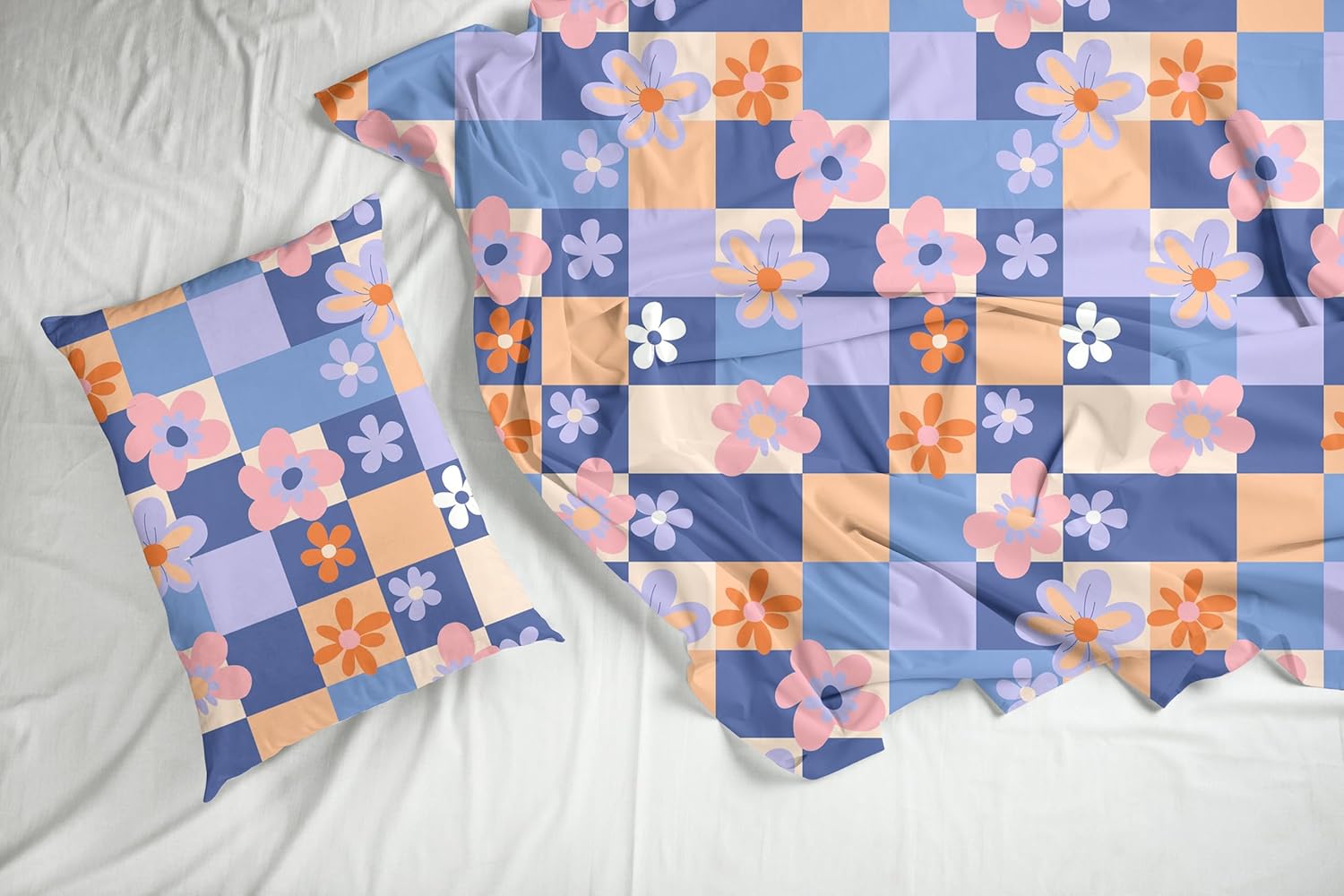 Pastel Floral Soft & Breathable 100% Cotton Flat Double Bedsheet, 144 TC