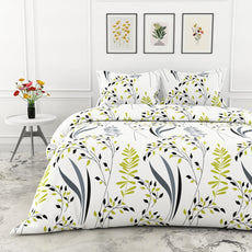 Olive & Charcoal 186 TC Cotton Bedsheet for King Size Bed with 2 Pillow Covers - Soft & Breathable 100% Pure Cotton, 108 x 108 Inches