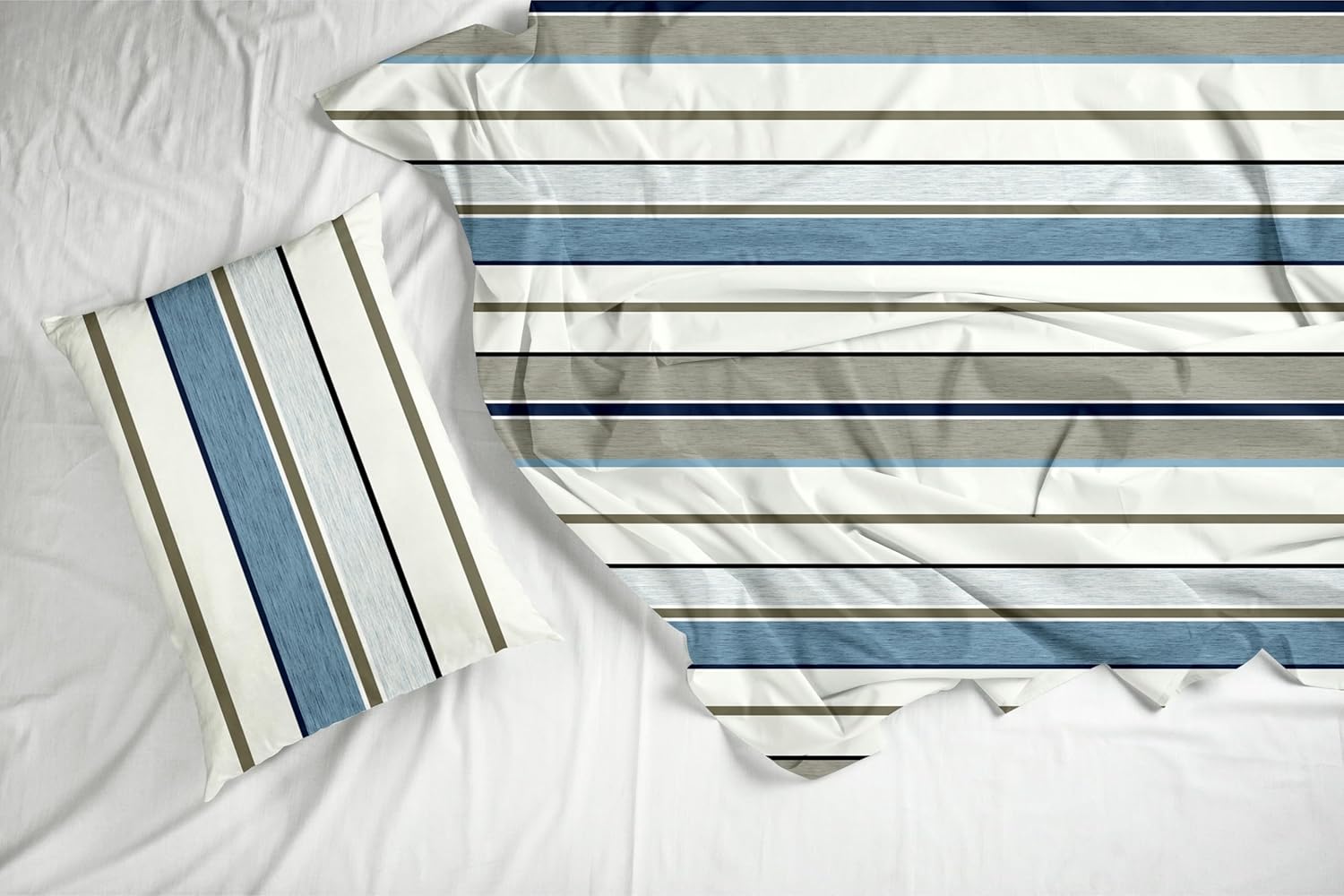 Classic Stellar Striped Soft & Breathable 100% Cotton Flat King Bedsheet, 144 TC
