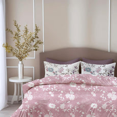 Soft Pink Florals Soft & Breathable 100% Cotton Flat King Bedsheet, 144 TC