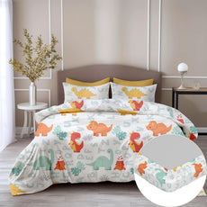 Orange & Mint Alphabet 100% Cotton Double Fitted Bedsheet with 2 Pillow Covers, 144 TC, 78 x 60 Inches