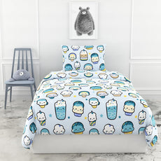 Loreto Cotton Single Bedsheet | Kawaii Pastel Sky Drinks Soft & Breathable