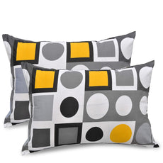 Forged Iron Grey and Lemon Zest Yellow 100% Cotton Flat Double Bedsheet, 144 TC