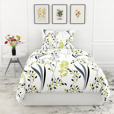 Loreto Cotton Single Flat Bedsheet | Olive & Charcoal Trail 100% Pure Cotton for Bed | 186 TC Soft & Breathable Sheet with | 58 x 88 Inches