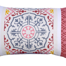 Mediterranean Tile Teal & Red 144 TC Cotton Pillow Cover Set of 2 - Soft, Breathable & Durable (17 x 27 Inches)