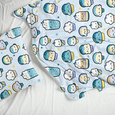 Kawaii Pastel Sky Drinks Soft & Breathable 100% Cotton Flat Double Bedsheet, 144 TC