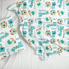 Aqua & Rainbow Animal Parade Soft & Breathable 100% Cotton Flat King Bedsheet, 144 TC