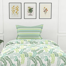 Green Leafy Haven 100% Cotton Flat Single Bedsheet, 144 TC