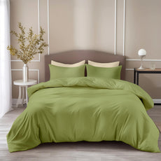 Loreto Cotton King Bedsheet | Olive Mist 210 TC Cotton for Size Bed with 2 Covers - Soft & Breathable Plain Bed Sheet, 104 x 104 Inches
