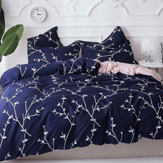 Loreto Cotton Double Bedsheet | Navy Moonlight Blue Floral