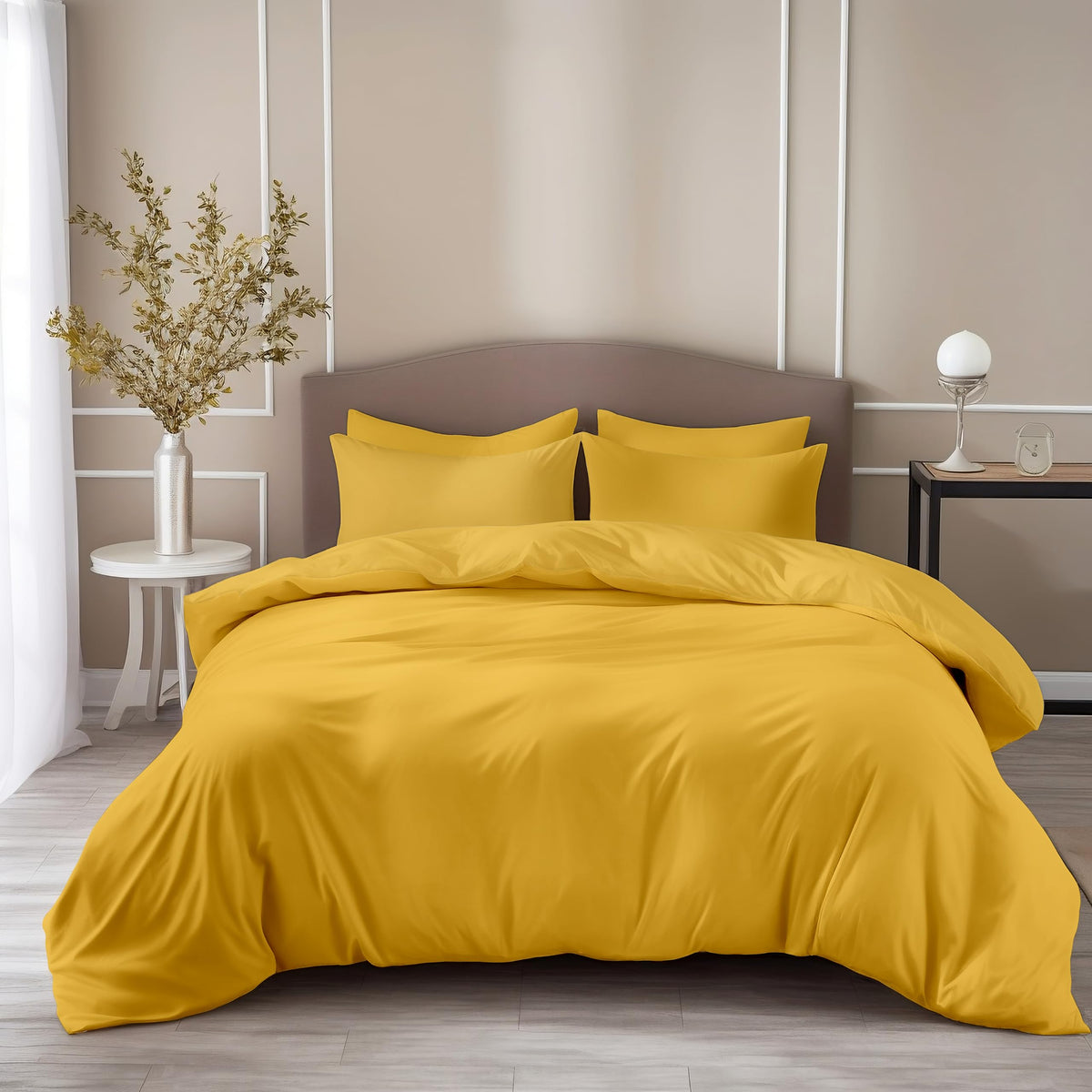 Loreto Marigold Yellow King Bedsheet | 210 TC | 100% Cotton | 104 x 104 Inches - main product image