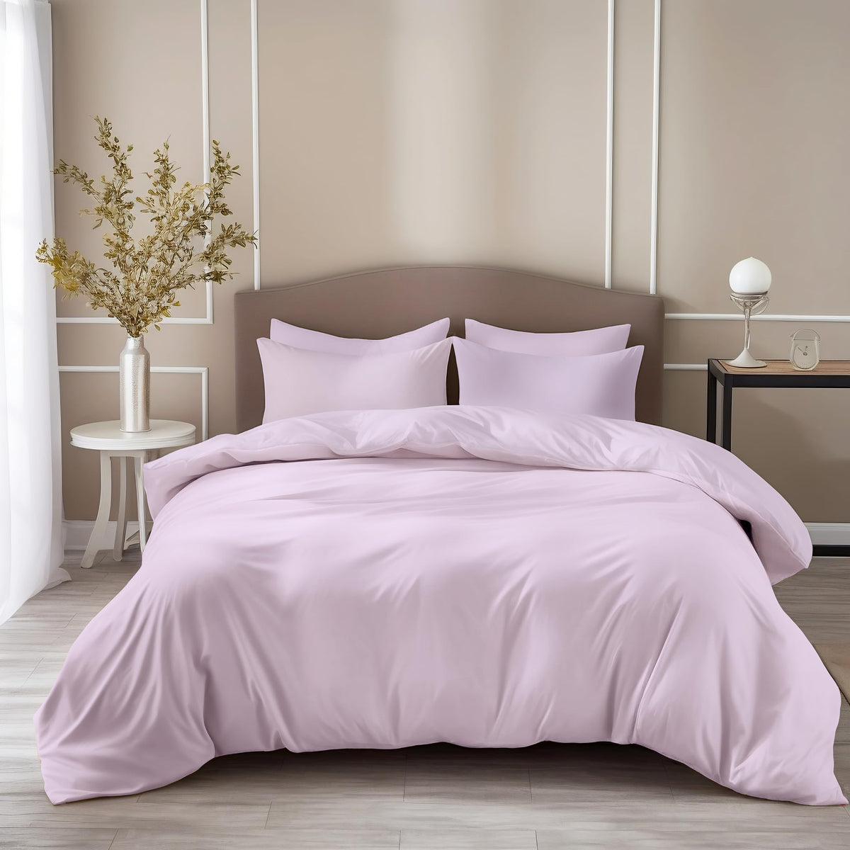 Loreto Lilac Mist King Bedsheet | 210 TC | 100% Cotton | 104 x 104 Inches - main product image