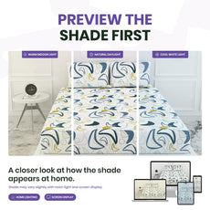 Blue & Olive Waves 100% Cotton Double Fitted Bedsheet with 2 Pillow Covers, 144 TC, 78 x 60 Inches