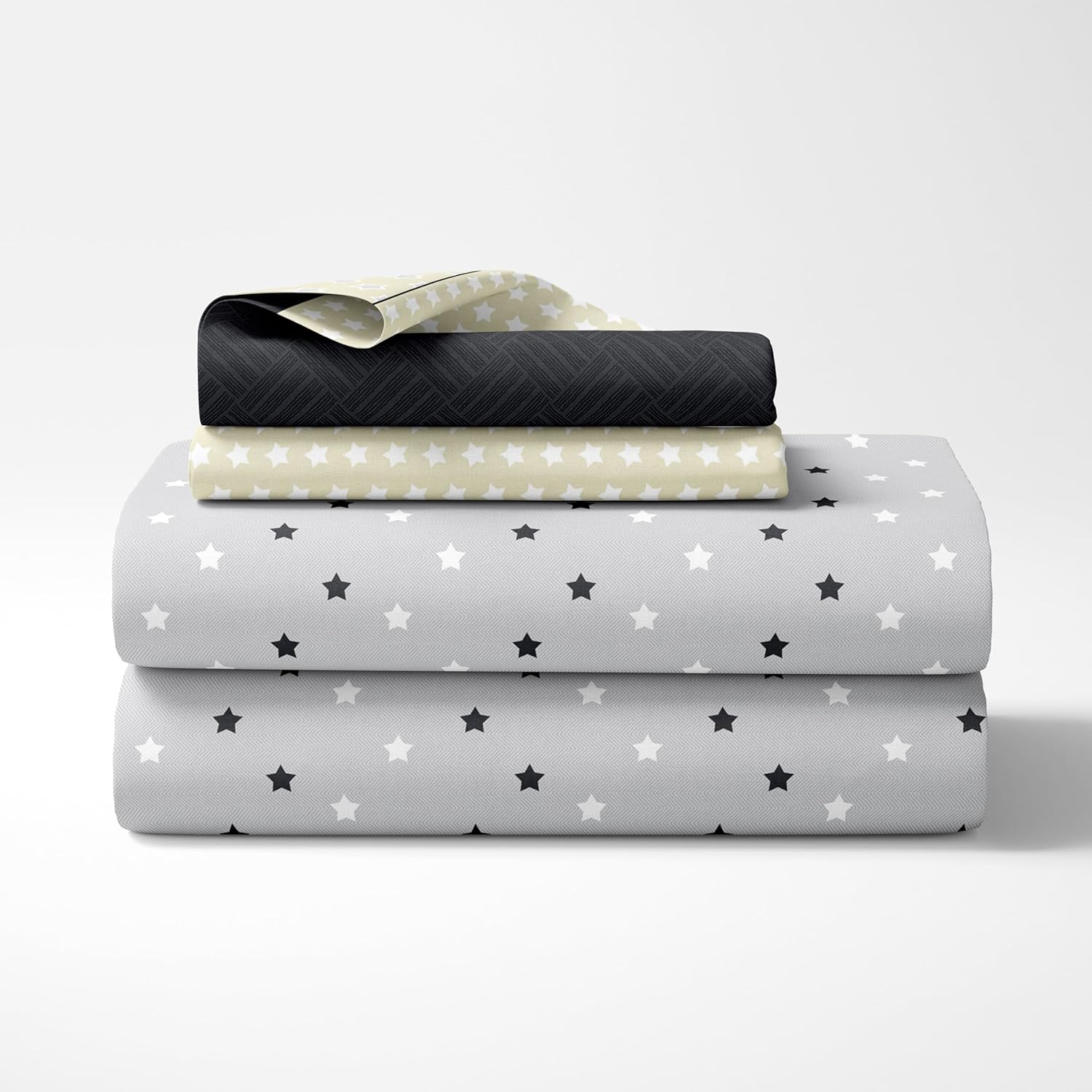 Grey Midnight Stars 100% Cotton Flat Single Bedsheet, 144 TC