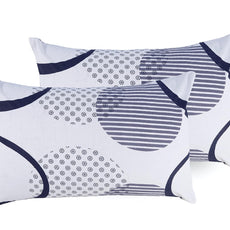 Dark Grey and White Circle 100% Cotton Pillow Covers, Pack of 2, 144 TC