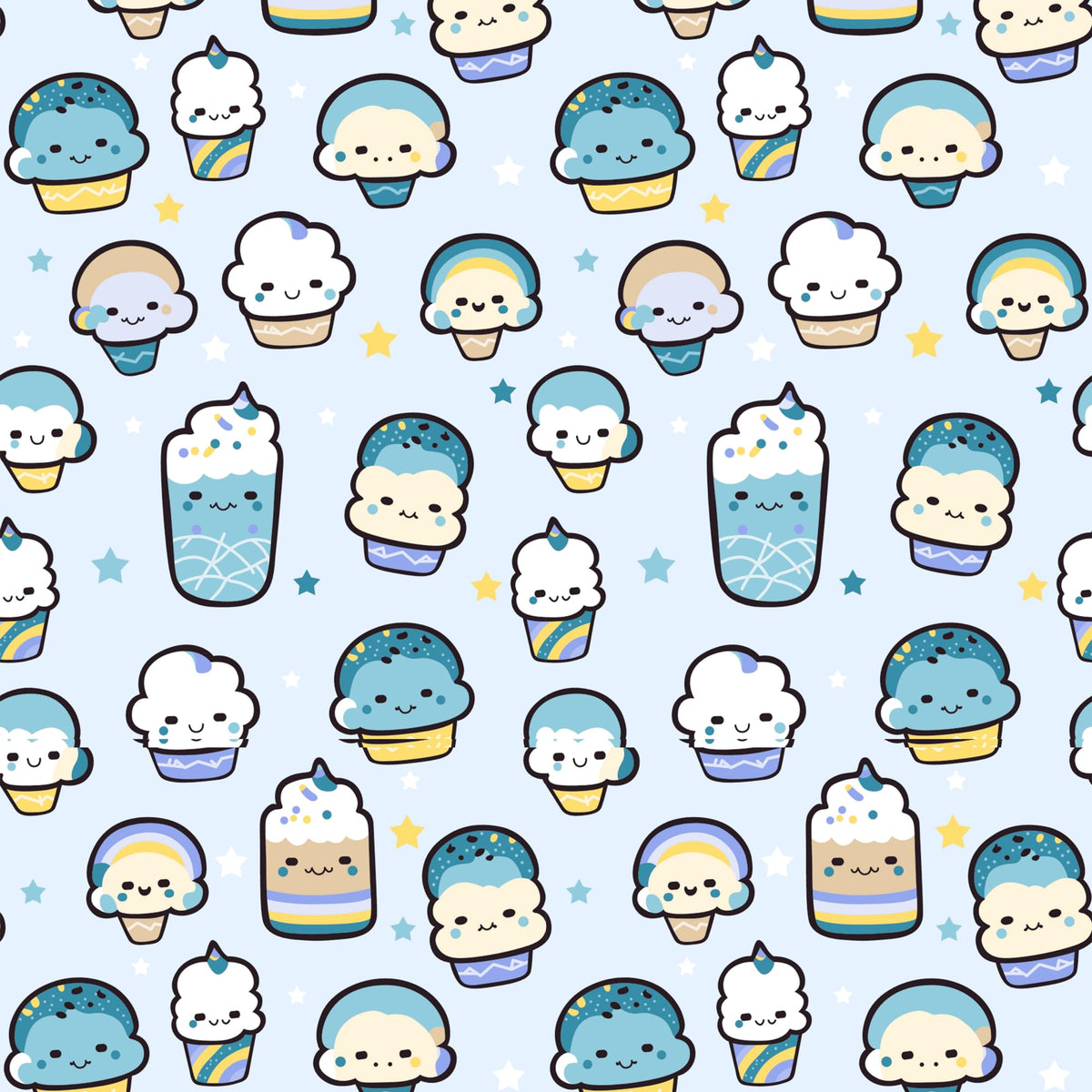 Playful Kawaii Pastel Drinks Print 100% Cotton Double Fitted Bedsheet, 144 TC, 78 x 60 Inches