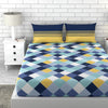 Loreto Cotton Double Bedsheet | Vivid Blue and Yellow Checkered