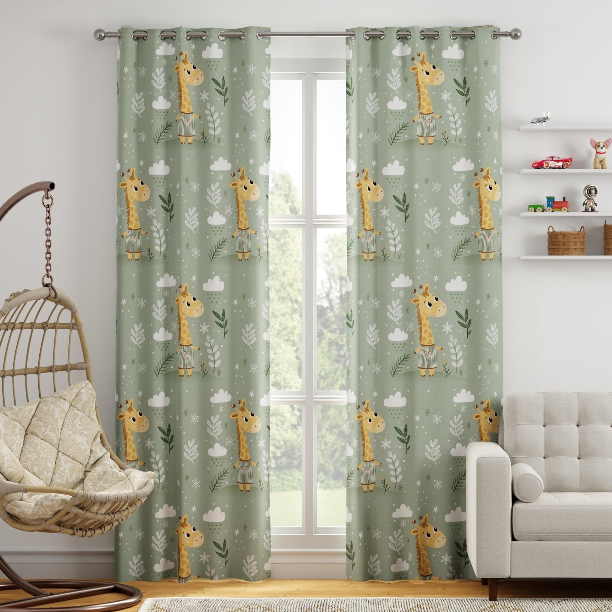 Jungle Giraffe Door Curtain - Cotton Set of 1 (4 x 7 ft)