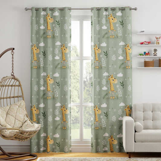 Jungle Giraffe Door Curtain - Cotton Set of 1 (4 x 7 ft)