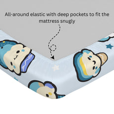 Playful Kawaii Pastel Drinks Print 100% Cotton Double Fitted Bedsheet, 144 TC, 78 x 60 Inches