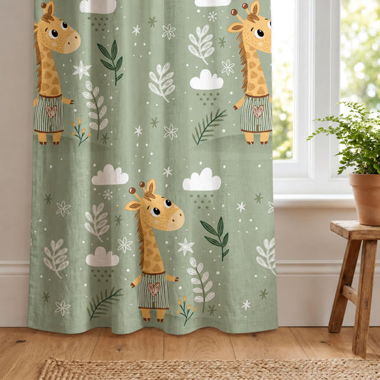 Jungle Giraffe Door Curtain - Cotton Set of 1 (4 x 7 ft)