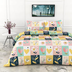 Loreto Cotton King Bedsheet | Pastel Garden 186 TC Cotton Size with 2 Covers - Soft, Durable & Gift-Ready (108 x 108 Inches)