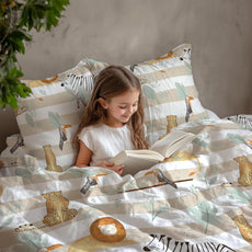 Jungle Beige & Green Adventure Soft & Breathable 100% Cotton Flat King Bedsheet, 144 TC