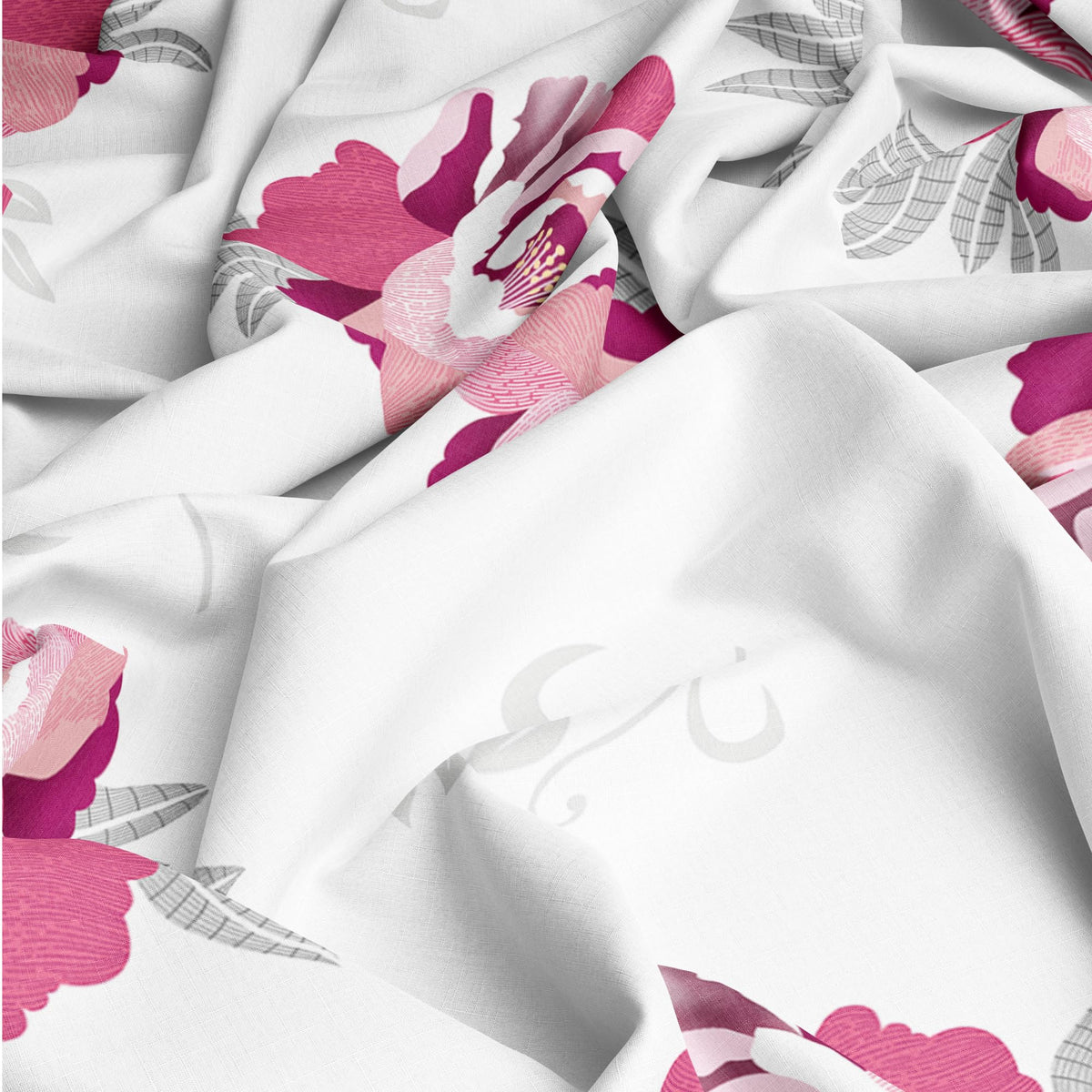 Wine & Pink Floral Double Bedsheet - 210 TC 100% Cotton with 2 Pillow Covers (90 x 90 Inches)