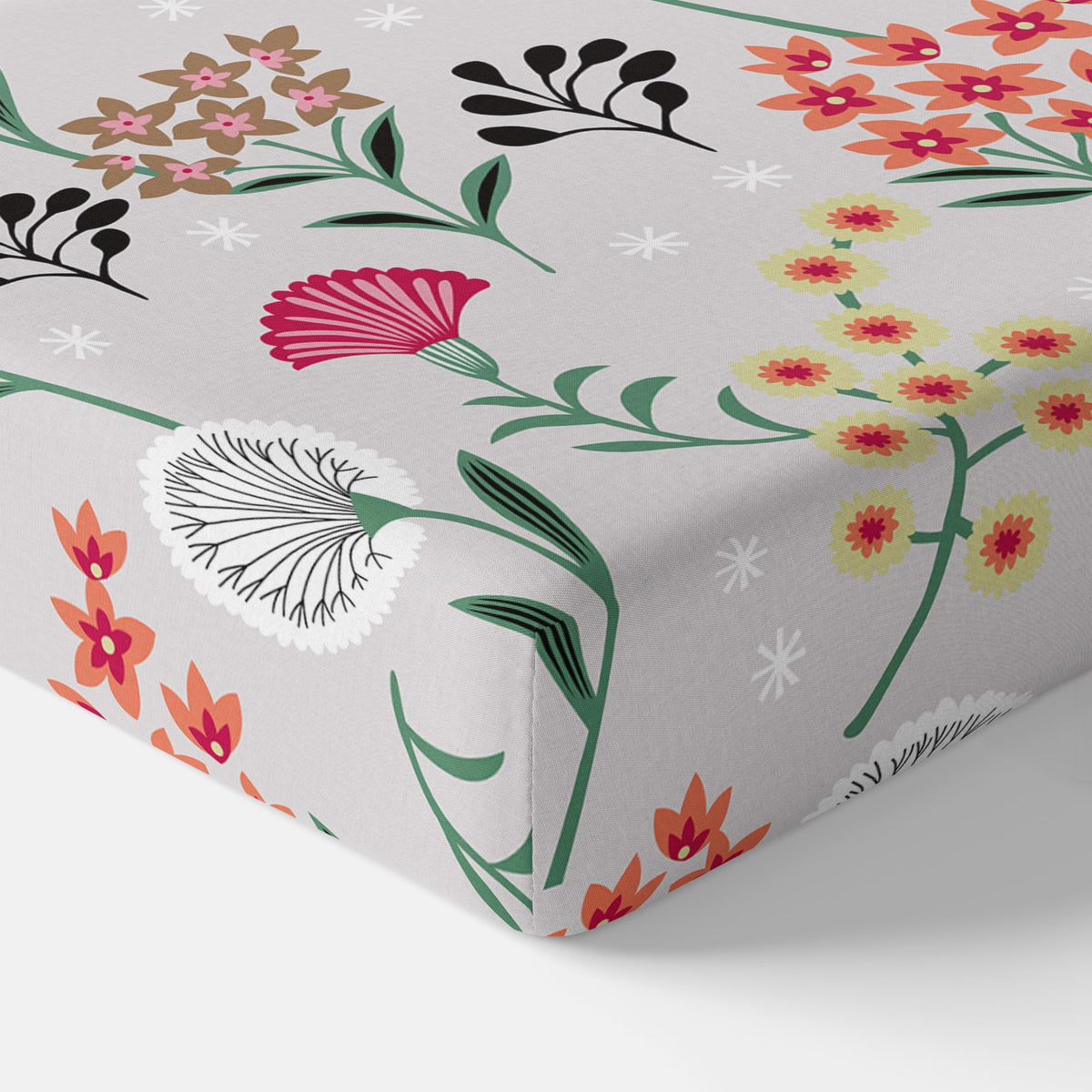 Lavender Grey Spring Harmony King Fitted Bedsheet - 100% Cotton with 2 Pillow Covers (78 x 72 Inches + 8 Inch Pocket)