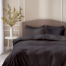 Deep Charcoal Purple 210 TC Cotton Bedsheet for King Size Bed with 2 Pillow Covers - Soft & Breathable Plain King Bed Sheet, 104 x 104 Inches