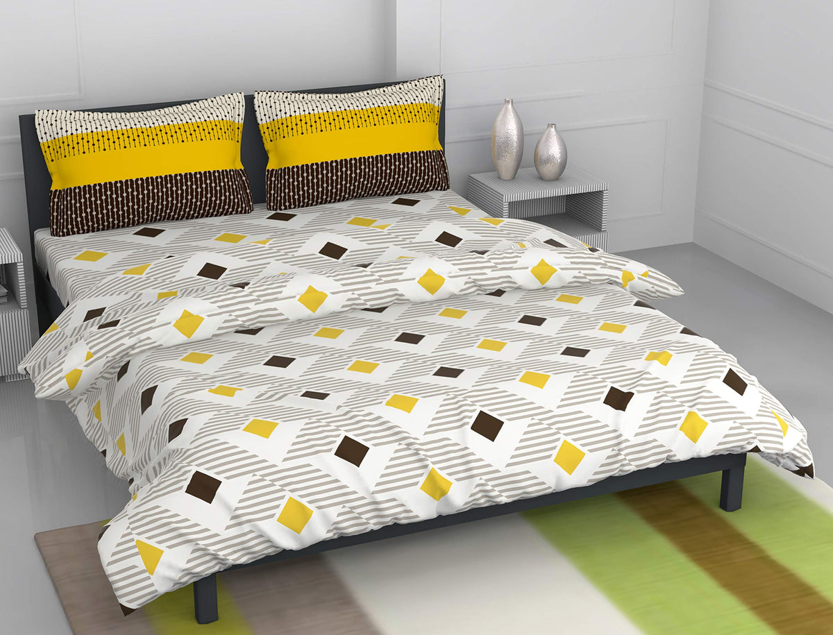 Loreto Multi Colour Double Fitted Bedsheet | 144 TC | 100% Cotton | Fits 78 x 60 Inches - main product image