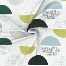 Muted Grey and Lime Circle Design 100% Cotton Flat Double Bedsheet, 144 TC