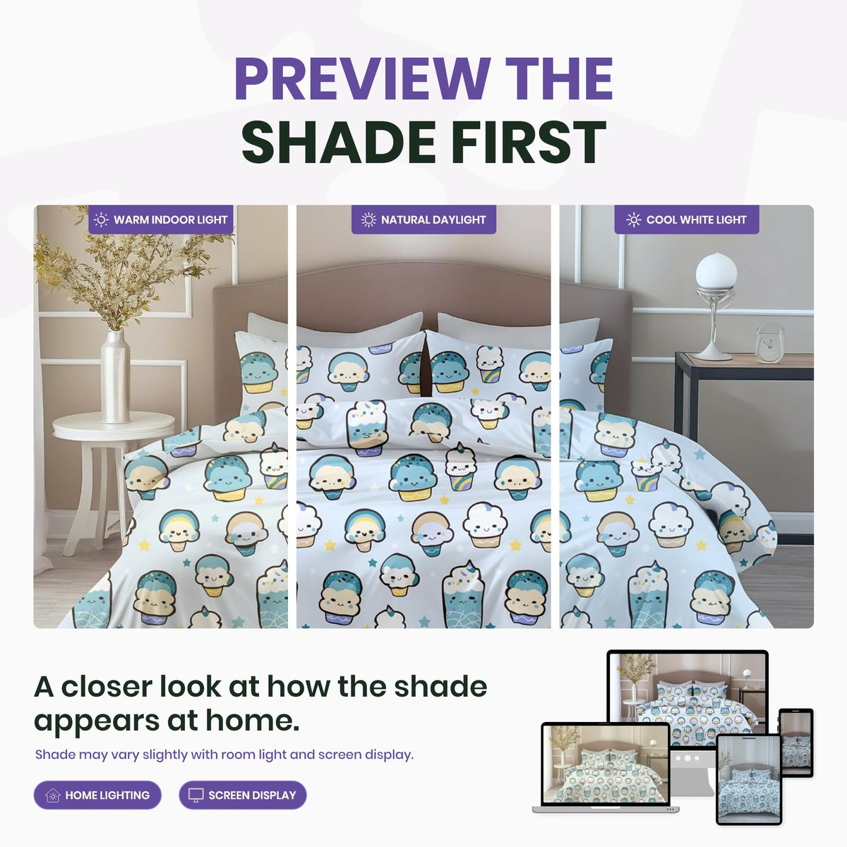Kawaii Pastel Sky Drinks Soft & Breathable 100% Cotton Flat King Bedsheet, 144 TC