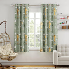Jungle Giraffe Window Curtain - Cotton Set of 1 (4 x 5 ft)