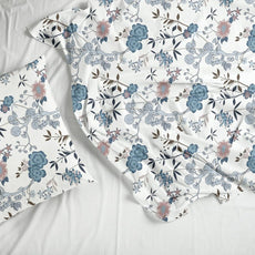 Blush & Blue Meadow Bloom Soft & Breathable 100% Cotton Flat Single Bedsheet, 144 TC