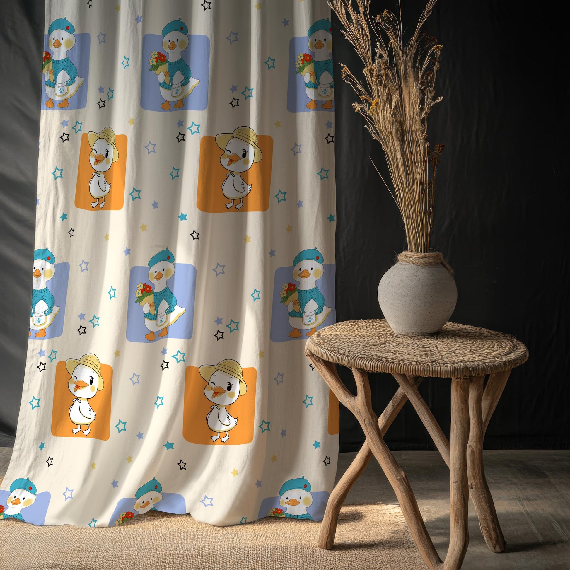Playful Ducks Door Curtain - Cotton Set of 1 (4 x 7 ft)