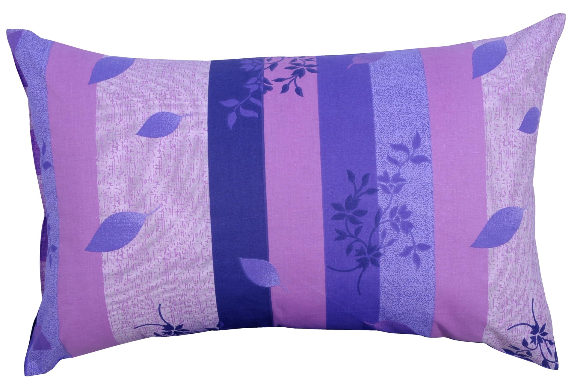 Botanical Stripe Purple 144 TC Cotton Pillow Cover Set of 2 - Soft, Breathable & Durable (17 x 27 Inches)
