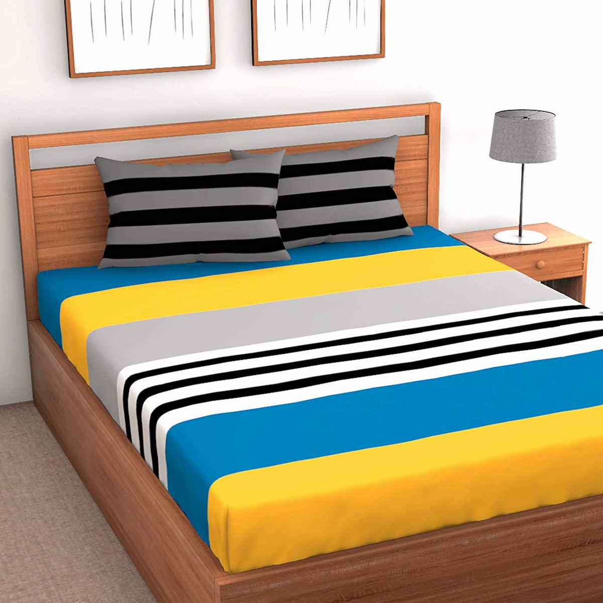 Loreto Multi Colour King Bedsheet | 144 TC | 100% Cotton - main product image