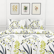 Olive & Charcoal Trail 100% Pure Cotton Double Bedsheet with 2 Pillow Covers, 186 TC, 90 x 108 Inches