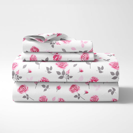 Pink Symphony 186 TC Cotton King Size Bedsheet with 2 Pillow Covers - 108 x 108 Inches