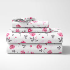 Pink Rose Symphony 100% Pure Cotton Double Bedsheet, 186 TC, 86 x 96 Inches, Soft & Breathable with 2 Pillow Covers