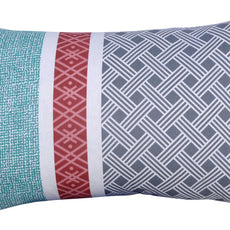 Mediterranean Tile Teal & Red 144 TC Cotton Pillow Cover Set of 2 - Soft, Breathable & Durable (17 x 27 Inches)