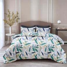 Green Leaf Double Bedsheet - 210 TC 100% Cotton with 2 Pillow Covers (90 x 90 Inches)