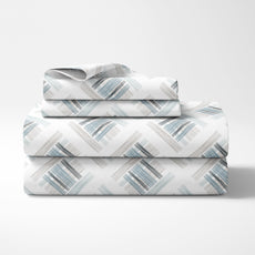 Mist Grid 186 TC Cotton King Size Bedsheet with 2 Pillow Covers - Soft & Breathable Pure Cotton, 108 x 108 Inches