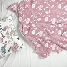 Soft Pink Florals Soft & Breathable 100% Cotton Flat King Bedsheet, 144 TC