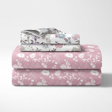 Soft Pink Florals Soft & Breathable 100% Cotton Flat King Bedsheet, 144 TC