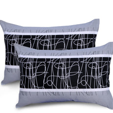 Loreto Cotton Pillow Cover | Modern Abstract Monochrome 144 TC Cotton Set of 2 - Soft, Breathable & Durable (17 x 27 Inches)