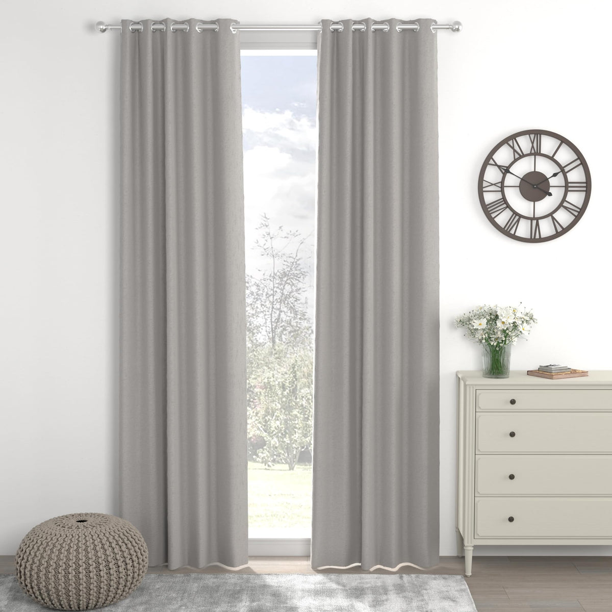 Loreto French Grey Blackout Curtain | Set of 1 | 84 x 48 Inches - main product image
